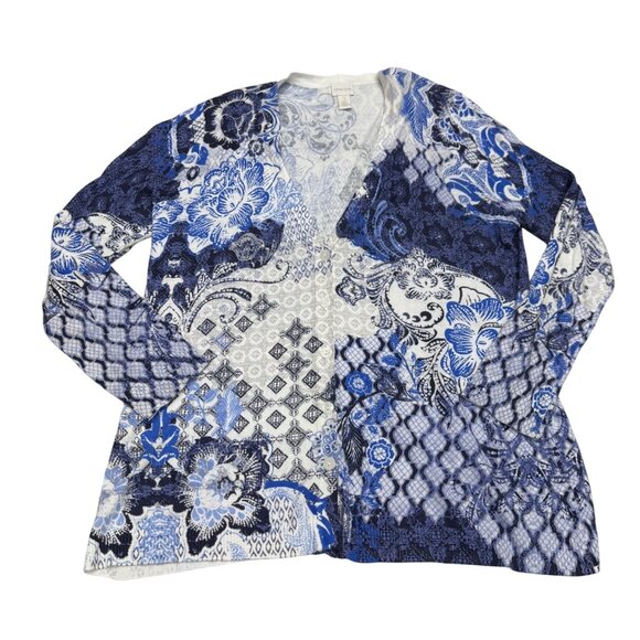 Chico's Tops - Chico's Women's Floral Paisley V-Neck Button Front Cardigan Sweater, Sz 3 /US XL